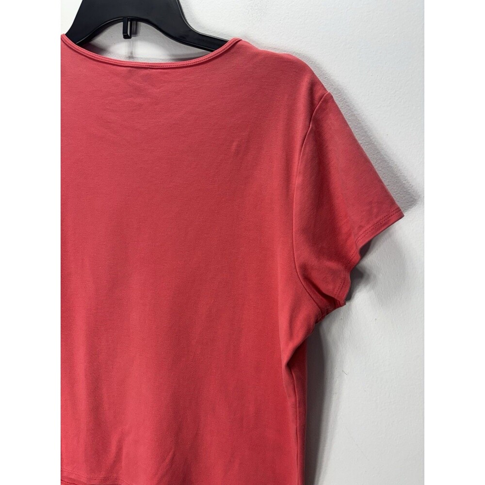 Eileen Fisher Womens Cropped Short Sleeve T-shirt Salmon Pink 100%Cotton Sz L - Picture 9 of 12